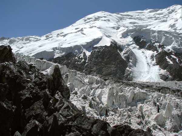 Обход второй ступени ледопада Шини-Бини по рантклюфту